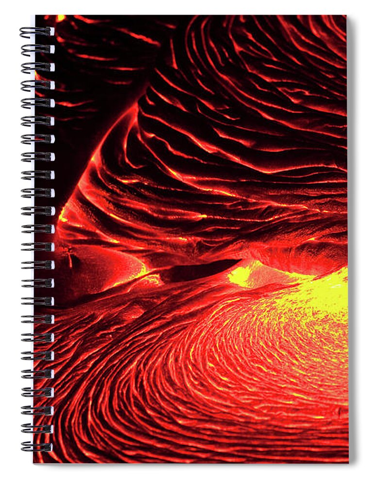 Hawaii Volcanoes National Park Spiral Notebook featuring the photograph Detail Of Flowing Lava, Hawaii by Mint Images/ Art Wolfe