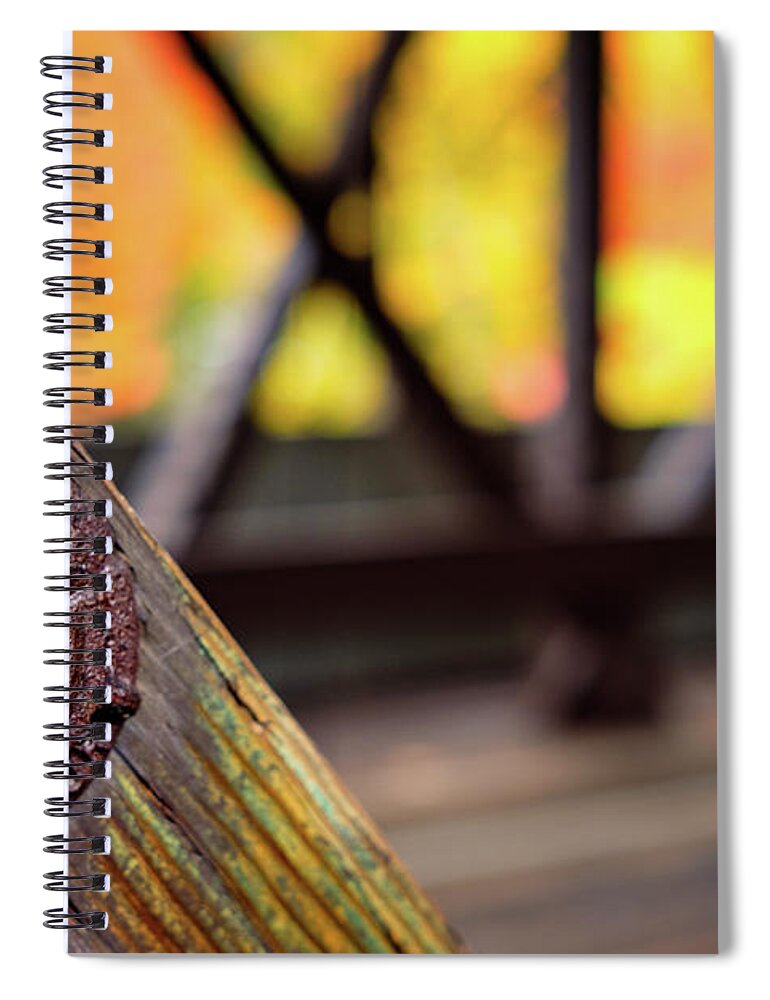 Autumn Spiral Notebook featuring the photograph Details On A Covered Bridge by Jeff Sinon