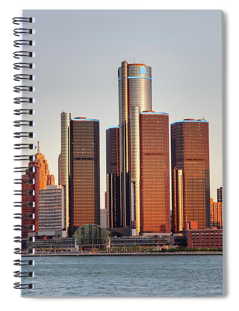 Downtown District Spiral Notebook featuring the photograph Detroit, Michigan by Denistangneyjr