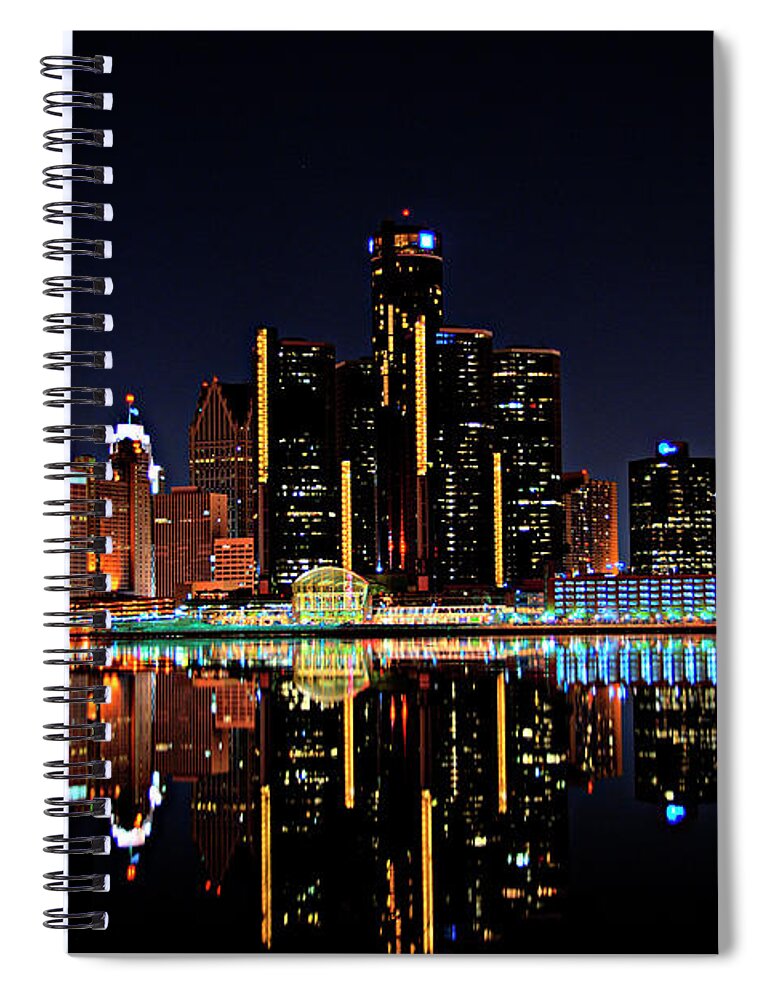 Scenics Spiral Notebook featuring the photograph Detroit Skyline by Linda Goodhue Photography