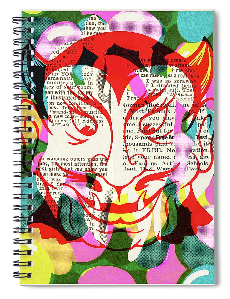 Afraid Spiral Notebook featuring the drawing Devil Collage by CSA Images