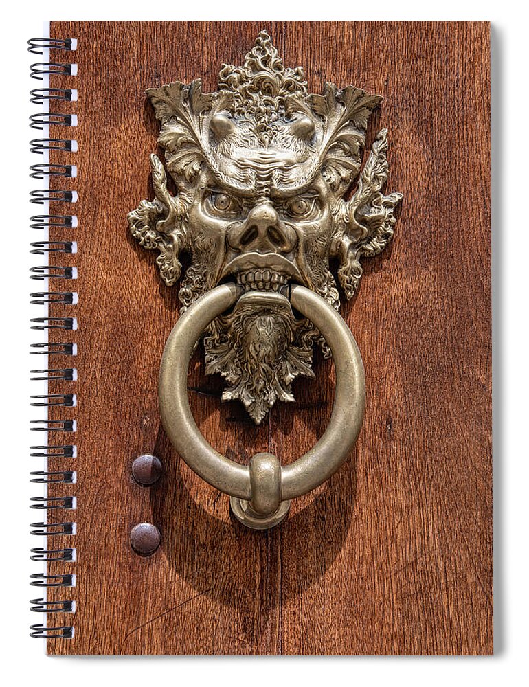 Devil Spiral Notebook featuring the photograph Devil Door of Venice by David Letts