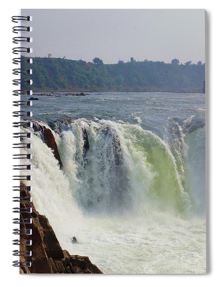 Scenics Spiral Notebook featuring the photograph Dhooadhar Falls On The Narmada, Jabalpur by Anindo Dey Photography