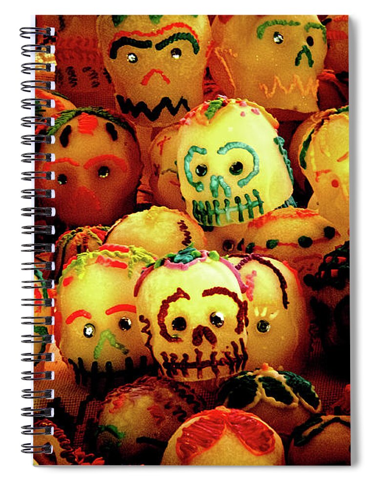 Dia De Los Muertos Spiral Notebook featuring the photograph Dia de los Muertos Candy skulls by Tatiana Travelways