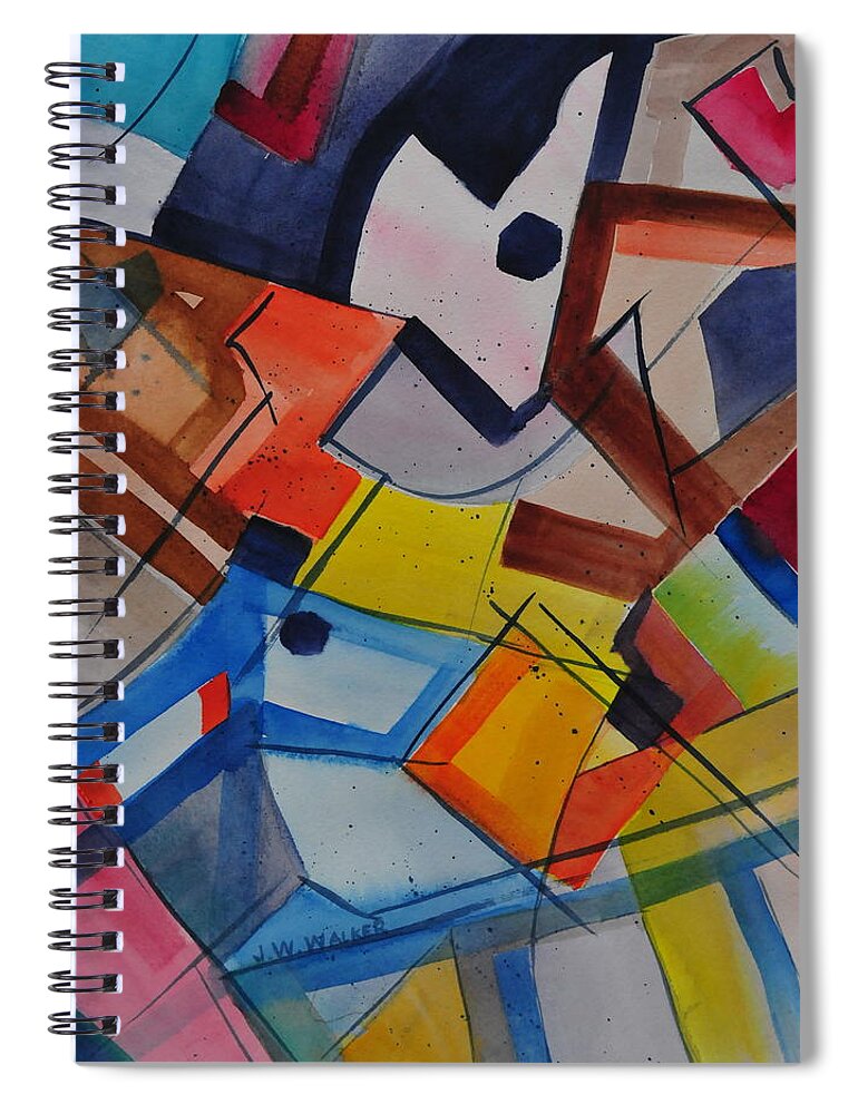 Abstract Spiral Notebook featuring the painting Discourse by John W Walker