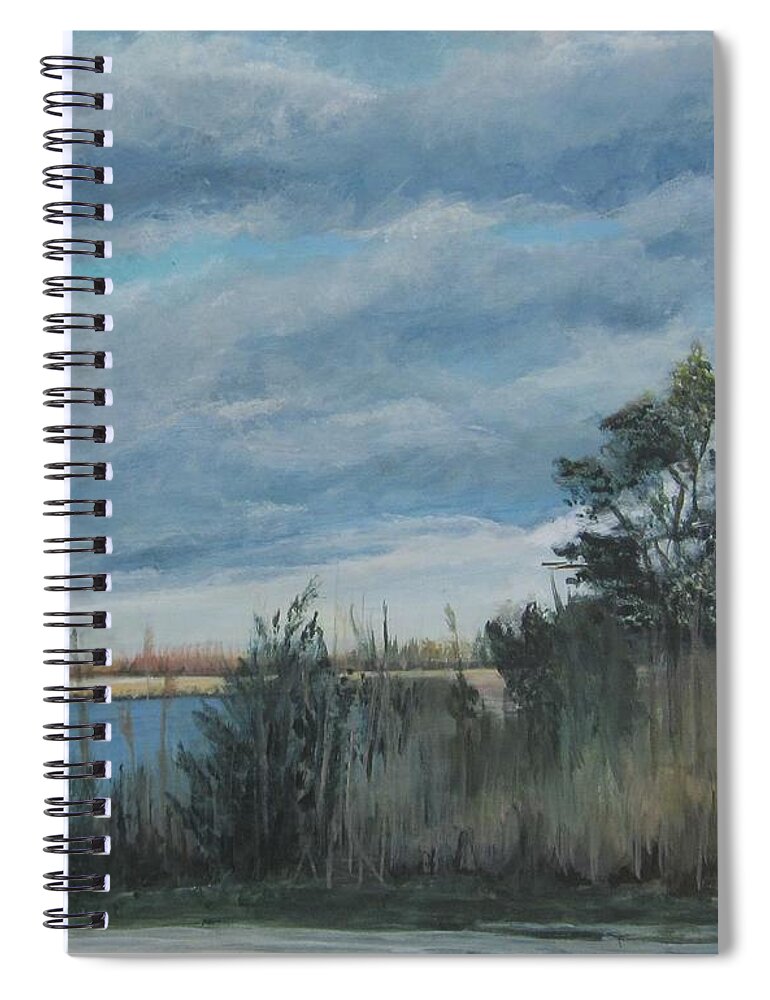 Acrylic Spiral Notebook featuring the painting Dividing Creek by Paula Pagliughi