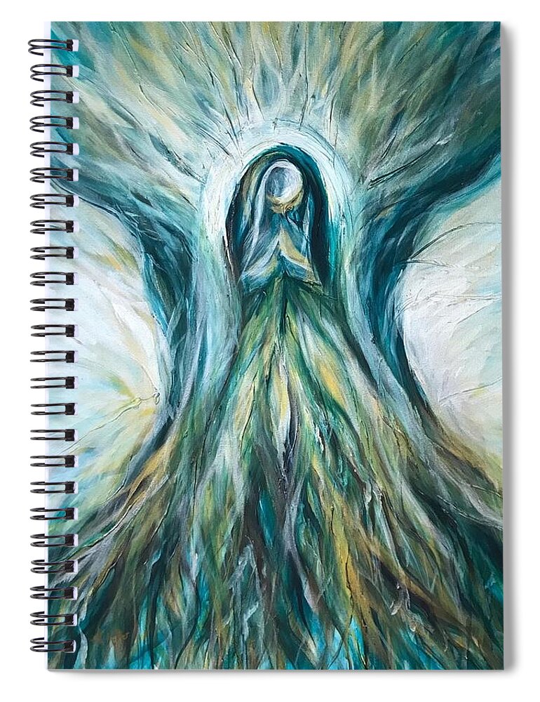 Divine Mother Spiral Notebook featuring the painting Divine Mother Tree of Wisdom by Michelle Pier