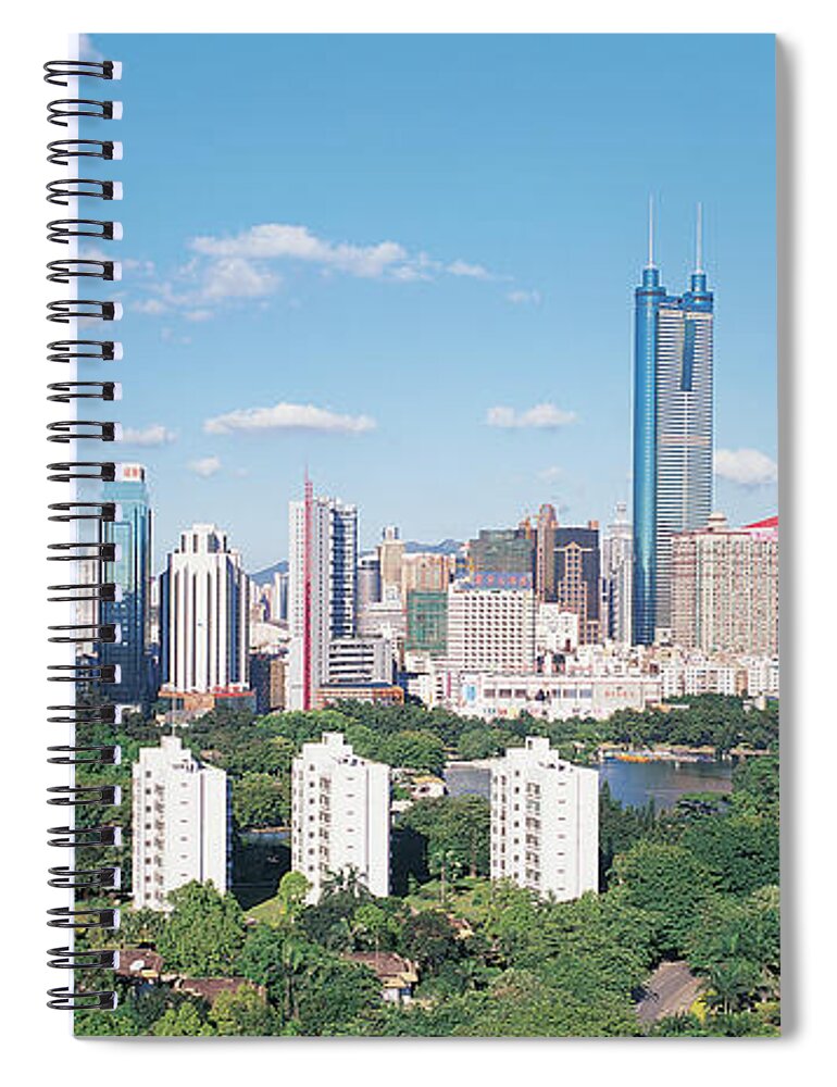 Chinese Culture Spiral Notebook featuring the photograph Diwang Building, Shenzhen, Guangdong by Digital Vision.