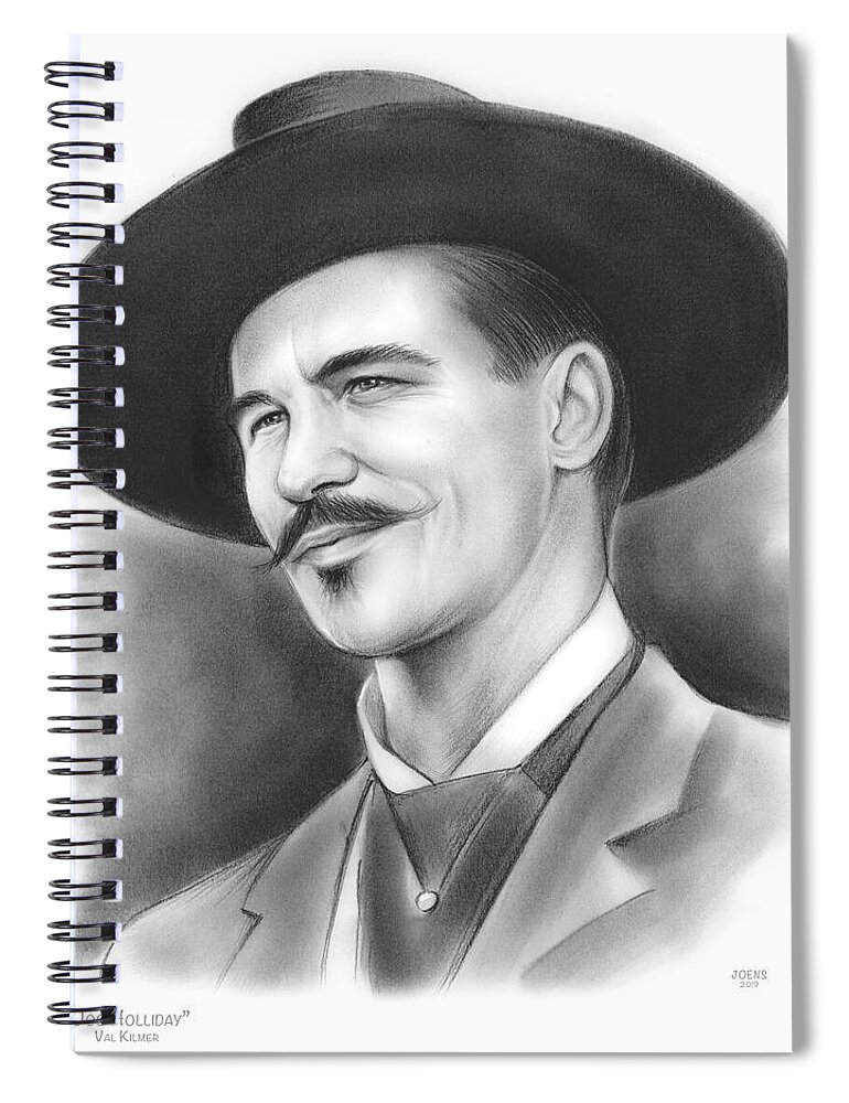 Doc Holliday Spiral Notebook featuring the drawing Doc Holliday by Greg Joens