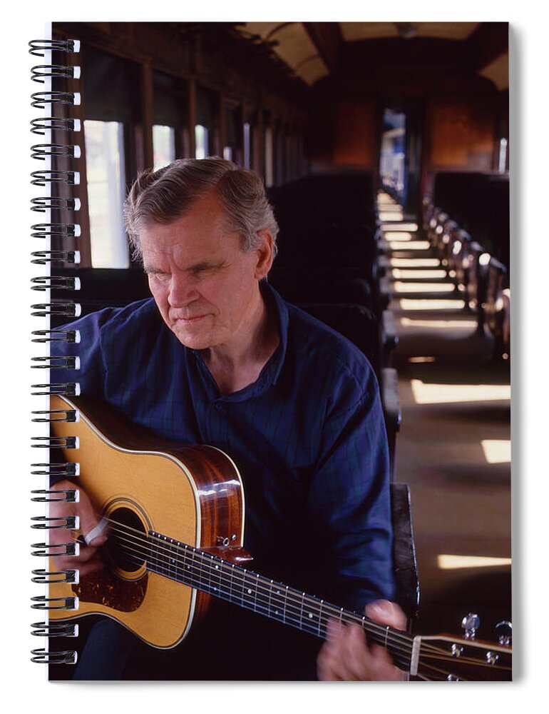 American Guitarist Spiral Notebook featuring the photograph Doc Watson Cover Of Riding The Midnight by W & D McINTYRE
