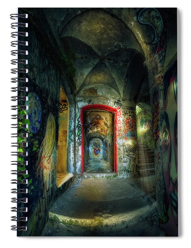 Prison Spiral Notebook featuring the digital art Don't let the sunshine in by Micah Offman