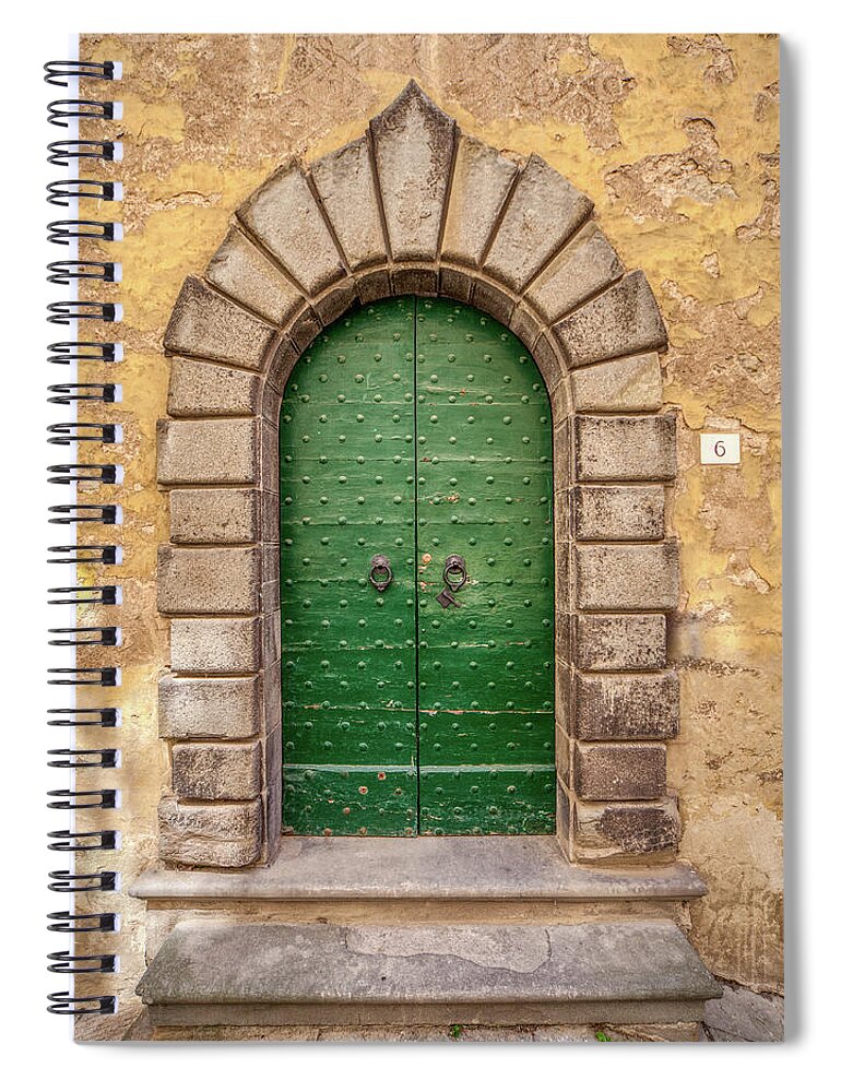 Tuscany Spiral Notebook featuring the photograph Door Six of Cortona by David Letts