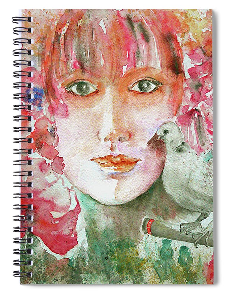 Dove Spiral Notebook featuring the painting Dove by Jasna Dragun