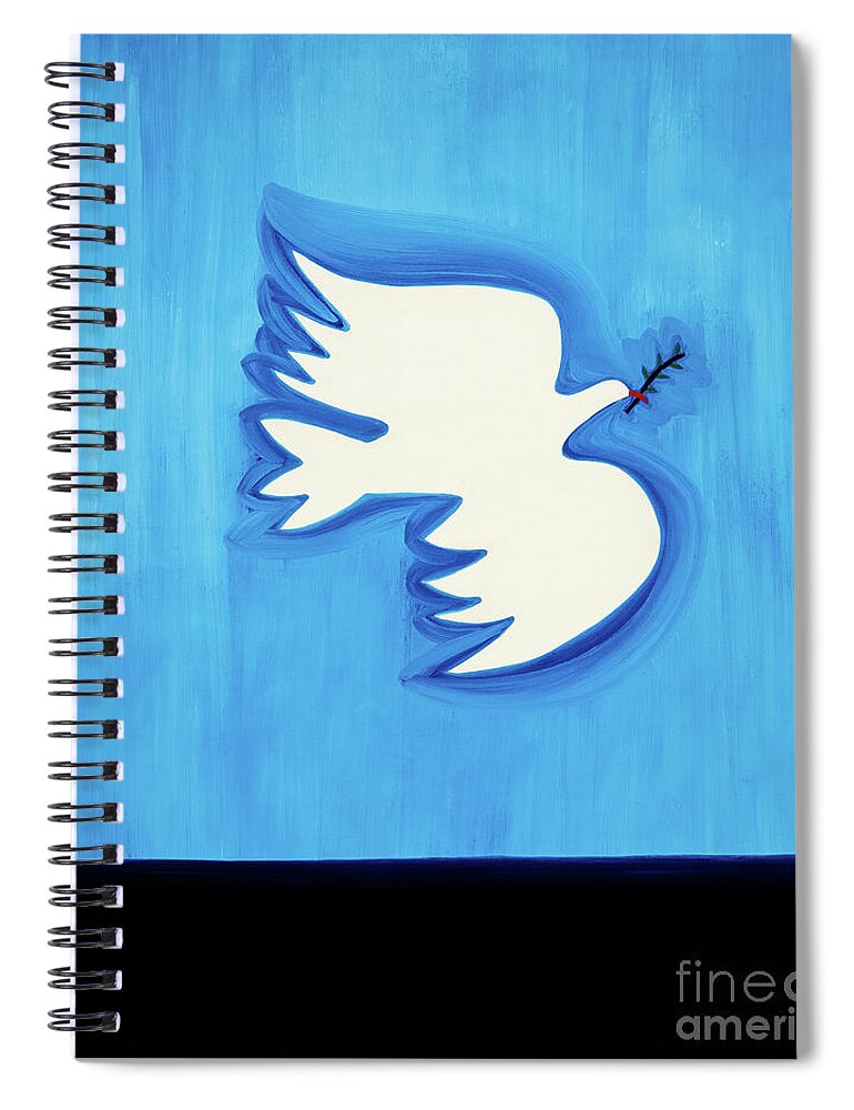 Dove With Leaf Spiral Notebook featuring the painting Dove With Leaf by Cristina Rodriguez