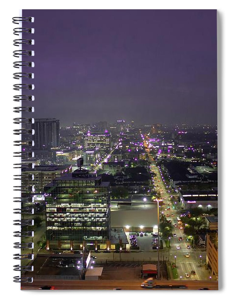 Houston Downtown Lights Spiral Notebook featuring the photograph Downtown Houston by Rocco Silvestri