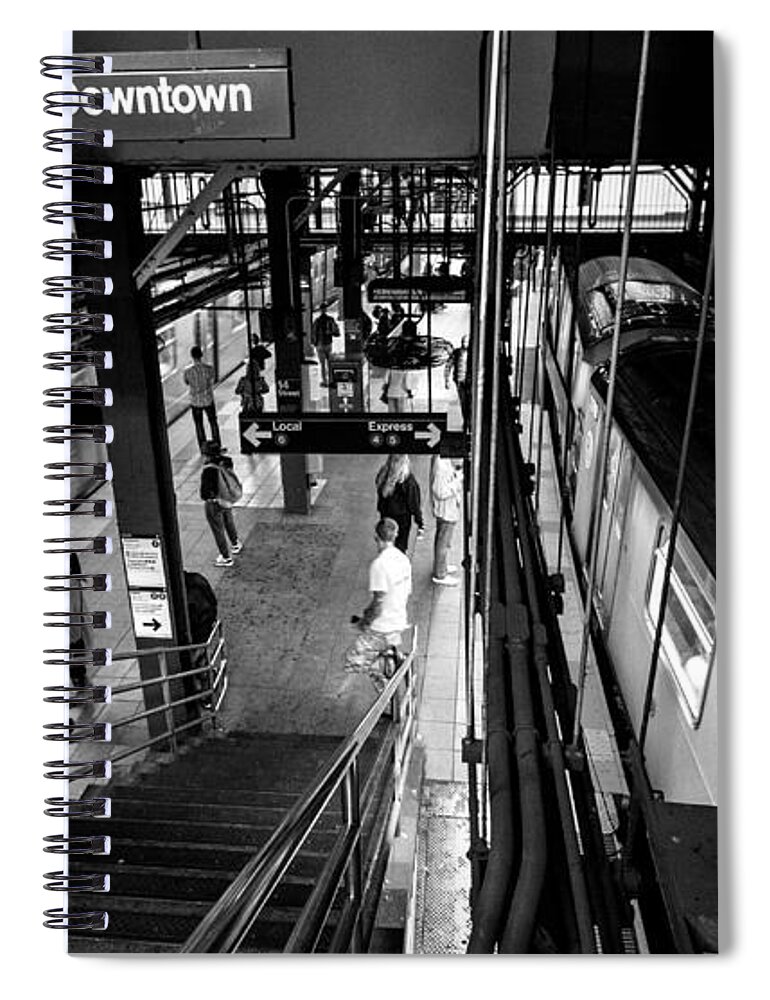 Subway Spiral Notebook featuring the photograph Downtown Platform, Lexington Ave Line at 14th St-Union Square St by Steve Ember