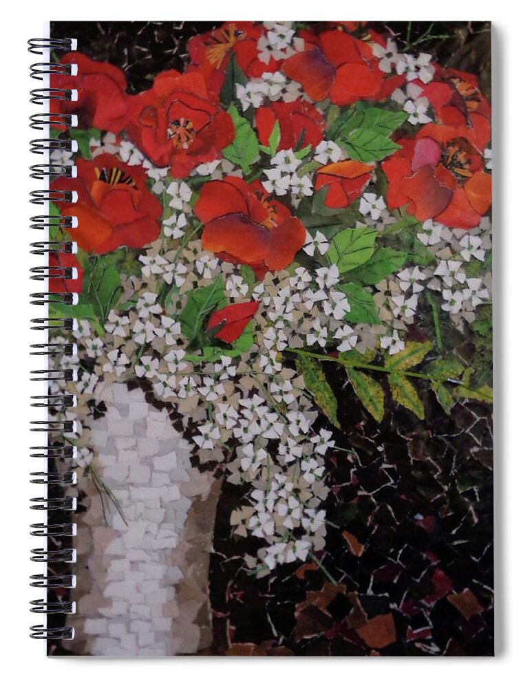 Red Roses Spiral Notebook featuring the mixed media Dozen Roses by JAMartineau