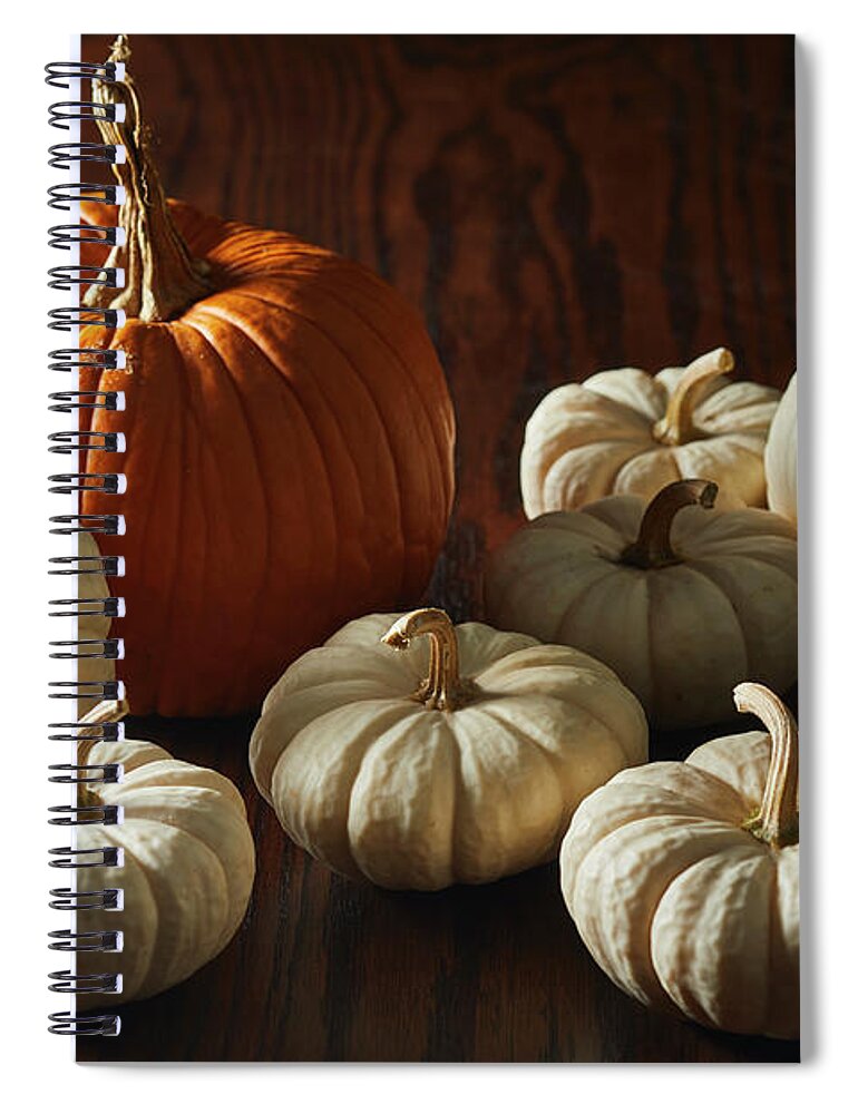 Food Spiral Notebook featuring the photograph Dramatic Pumpkins by Cuisine at Home