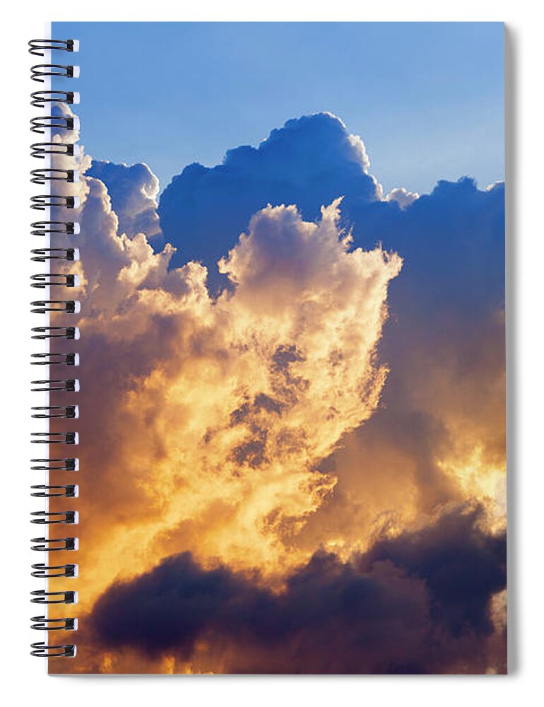 Thunderstorm Spiral Notebook featuring the photograph Dramatic Thunder Clouds Illuminated In by Jamesbrey