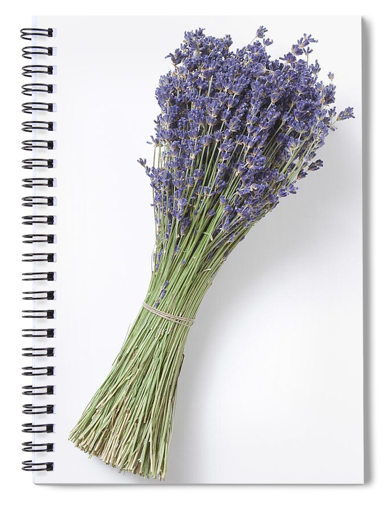 White Background Spiral Notebook featuring the photograph Dried Lavender Bunch, Elevated View by Westend61