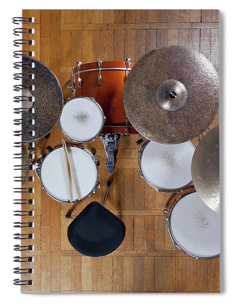 Berlin Spiral Notebook featuring the photograph Drum Kit From Above by Halfdark