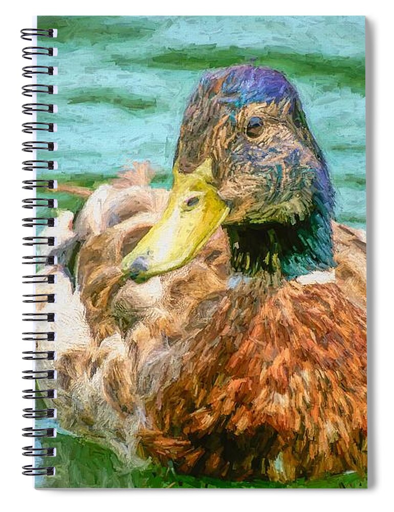 Duck Spiral Notebook featuring the photograph Duck Swimming in Lake Hopper by Don Northup