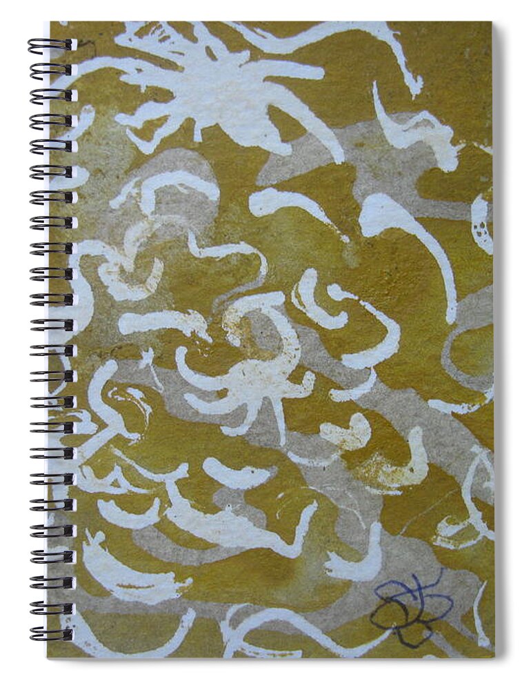 Yellow Spiral Notebook featuring the drawing Dull Yellow With Masking Fluid by AJ Brown