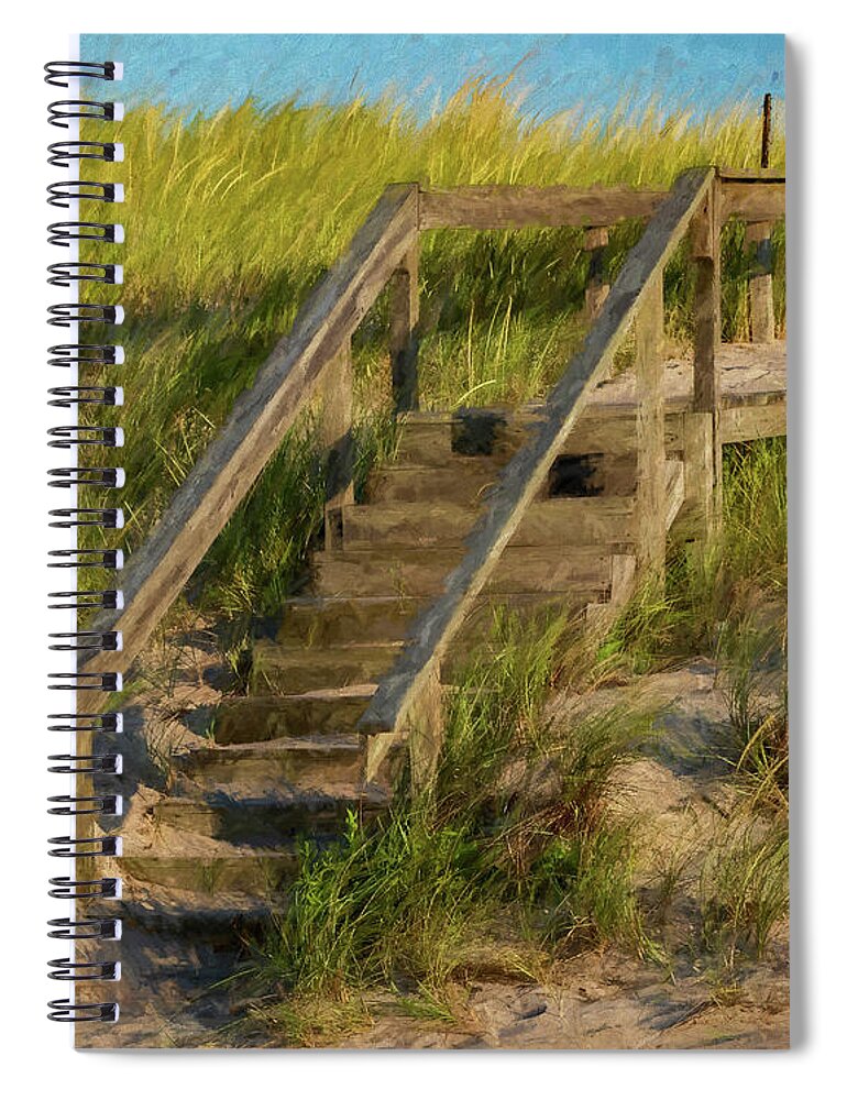 Wooden Spiral Notebook featuring the photograph Dune Steps by Cathy Kovarik
