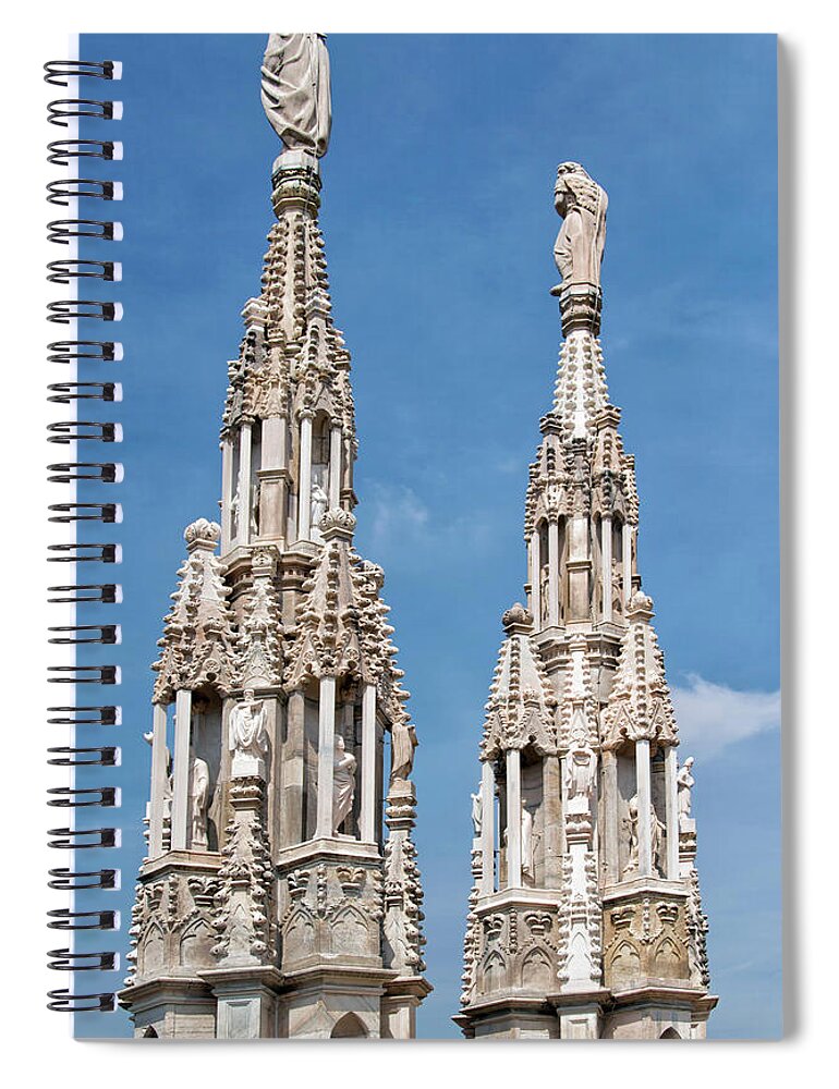 Gothic Style Spiral Notebook featuring the photograph Duomos Towers | Milano, Italy by Stefan Cioata