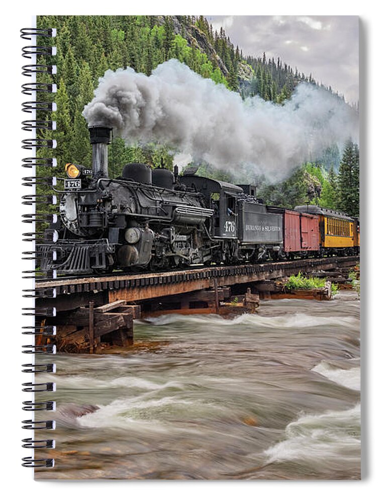 Durango Spiral Notebook featuring the photograph Durango Silverton Train 476 by Angela Moyer