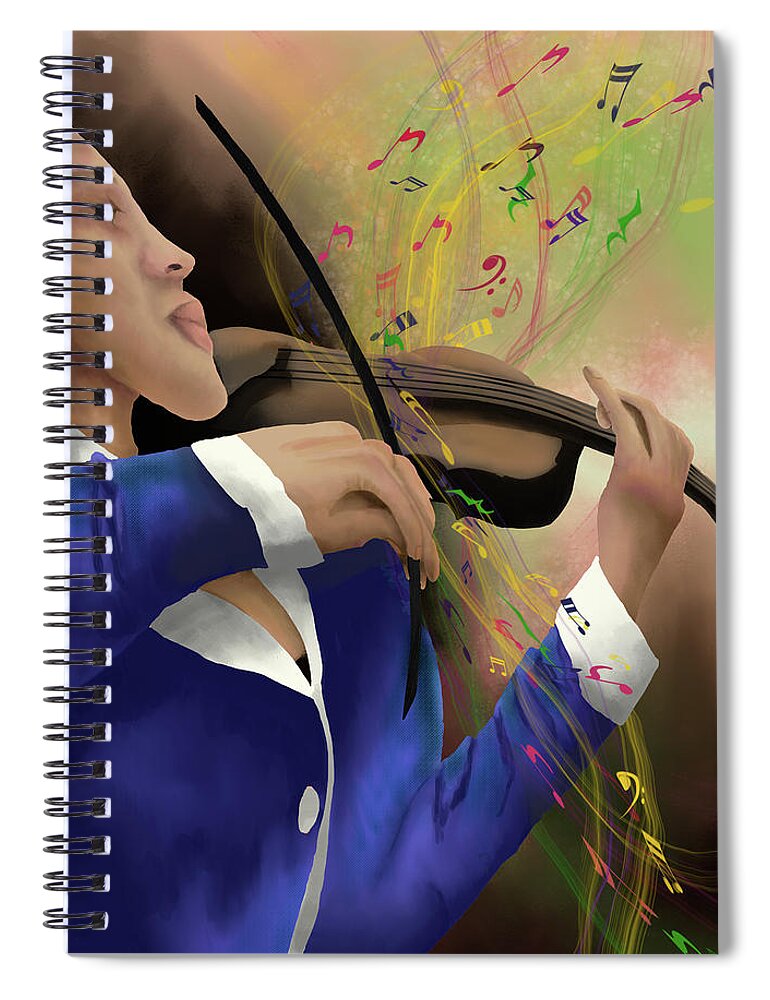 Violin Spiral Notebook featuring the digital art Dusting off the Violin by April Burton