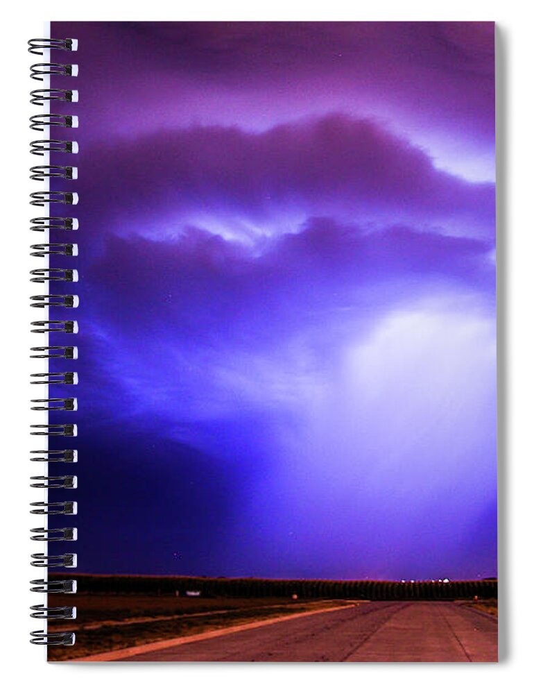 Nebraskasc Spiral Notebook featuring the photograph Dying Late Night Supercell 002 by NebraskaSC