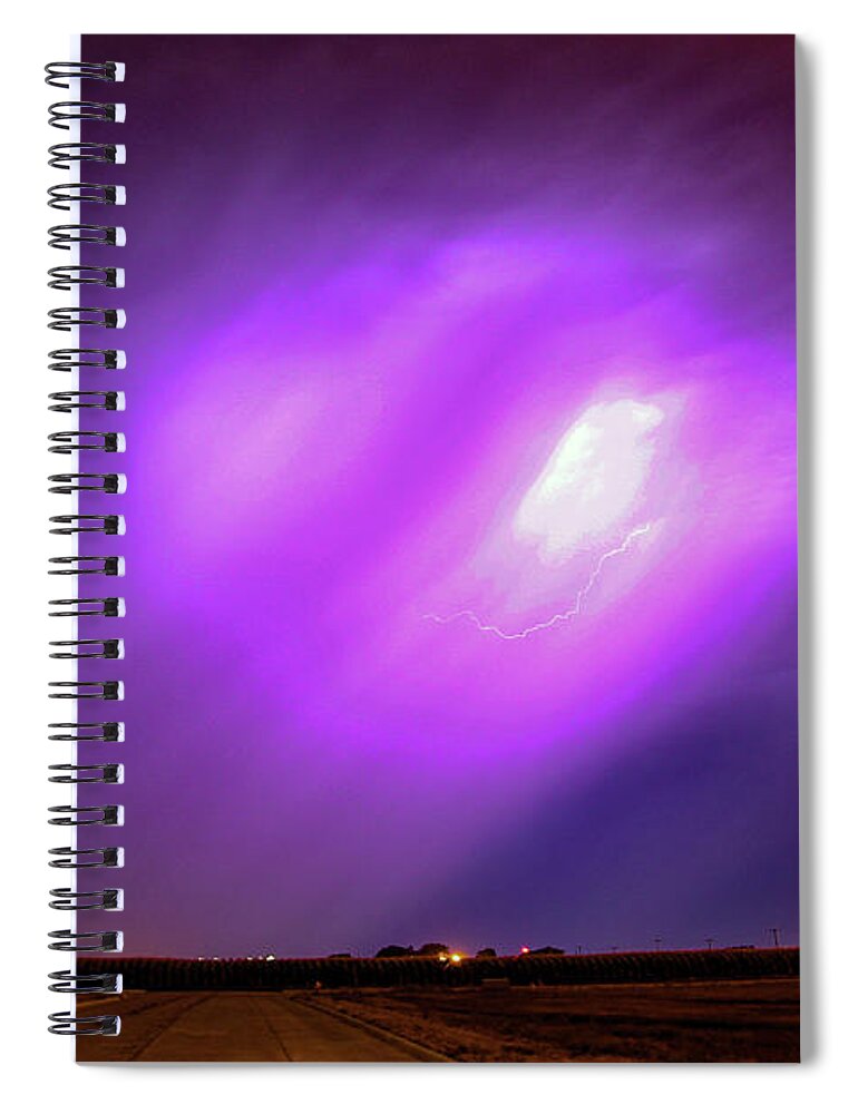 Nebraskasc Spiral Notebook featuring the photograph Dying Late Night Supercell 016 by NebraskaSC