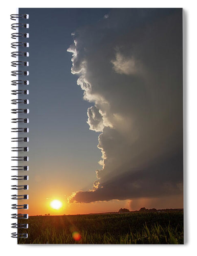 Nebraskasc Spiral Notebook featuring the photograph Dying Nebraska Thunderstorms at Sunset 067 by NebraskaSC