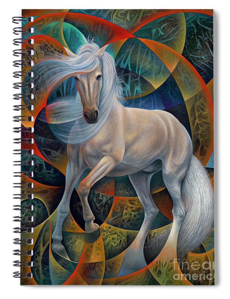 Horse Spiral Notebook featuring the painting Dynamic Stallion by Ricardo Chavez-Mendez