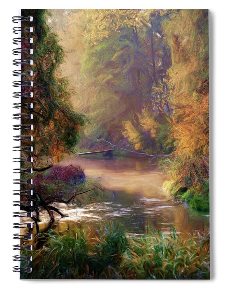 Austin Spiral Notebook featuring the painting Early Morning in Autumn by Troy Caperton