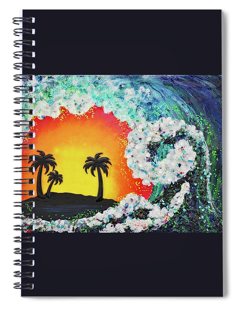 Wave Spiral Notebook featuring the mixed media Earth Gems #18W055 by Lori Sutherland
