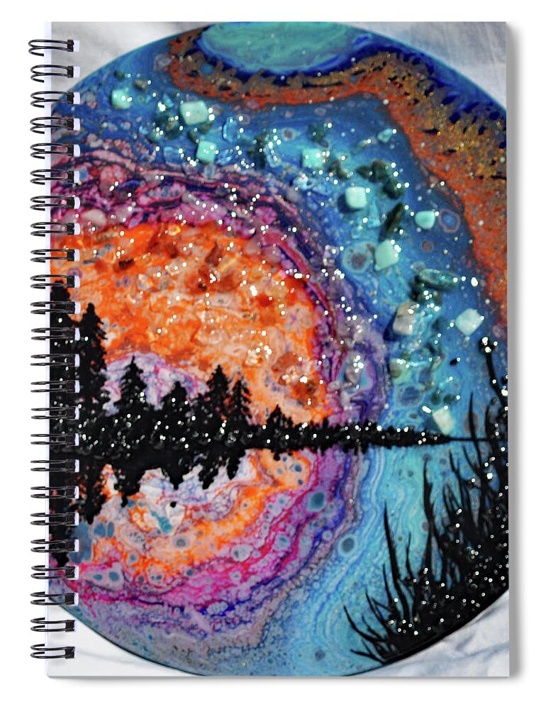 Mixed Media Spiral Notebook featuring the mixed media Earth Gems #19W160 round by Lori Sutherland