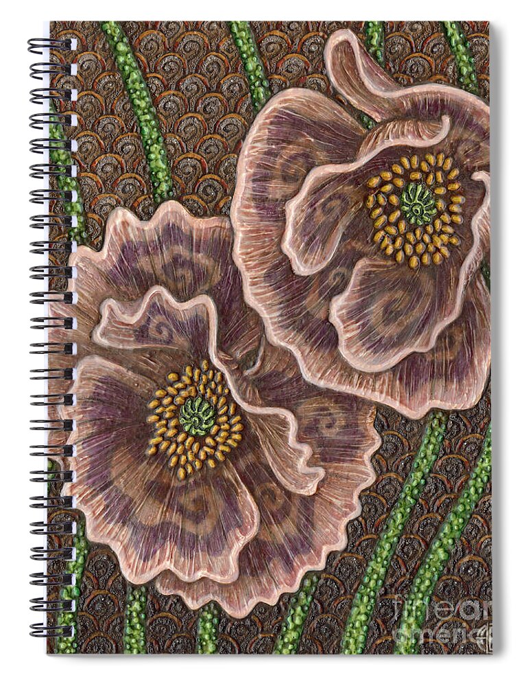 Poppy Spiral Notebook featuring the painting Earth Song 6 by Amy E Fraser