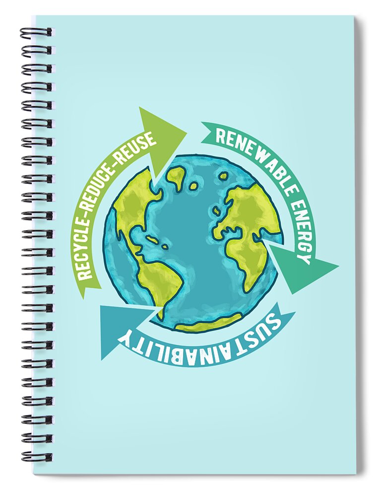 Earth Sustainability Spiral Notebook featuring the digital art Earth Sustainability by Laura Ostrowski