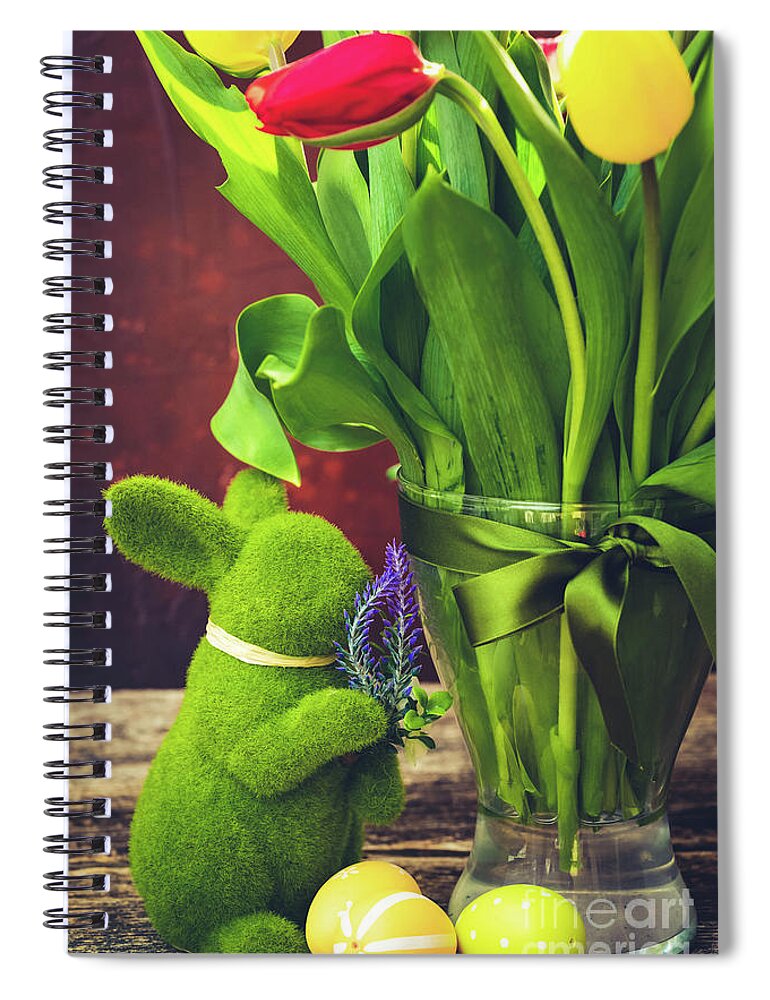 Tulips Spiral Notebook featuring the photograph Easter fresh tulips by Anastasy Yarmolovich