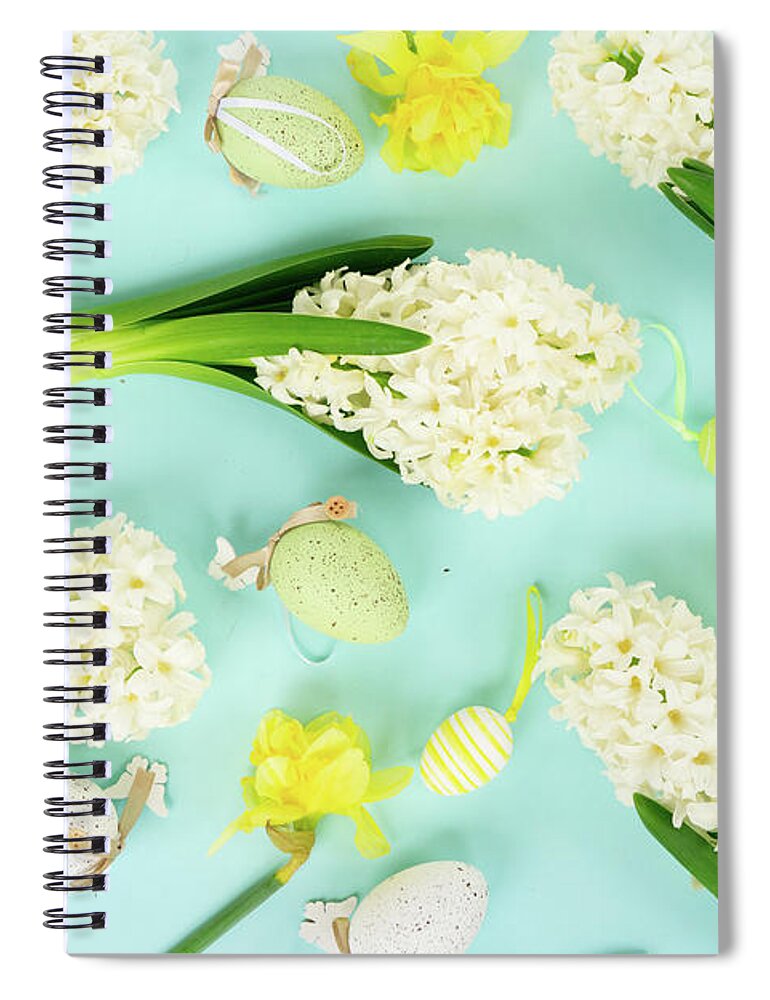 Easter Spiral Notebook featuring the photograph Easter on Blue by Anastasy Yarmolovich