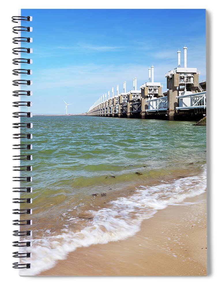 Saturated Color Spiral Notebook featuring the photograph Eastern Scheldt Storm Barrier, Clear by Sara winter