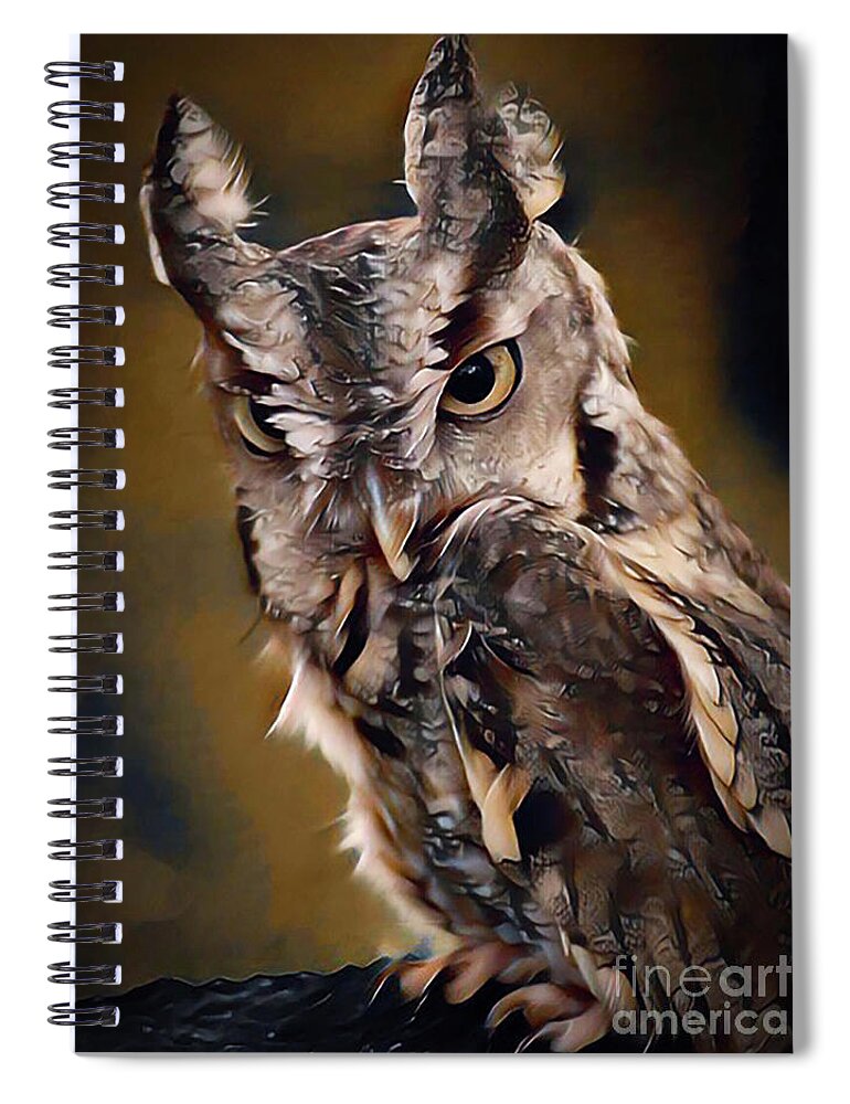 Eastern Screech Owl Spiral Notebook featuring the digital art Eastern Screech Owl by Kathy Kelly
