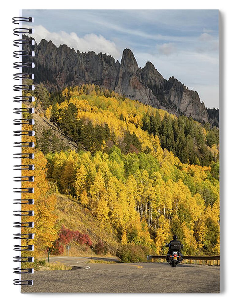 Motorcycle Spiral Notebook featuring the photograph Easy Autumn Rider by James BO Insogna