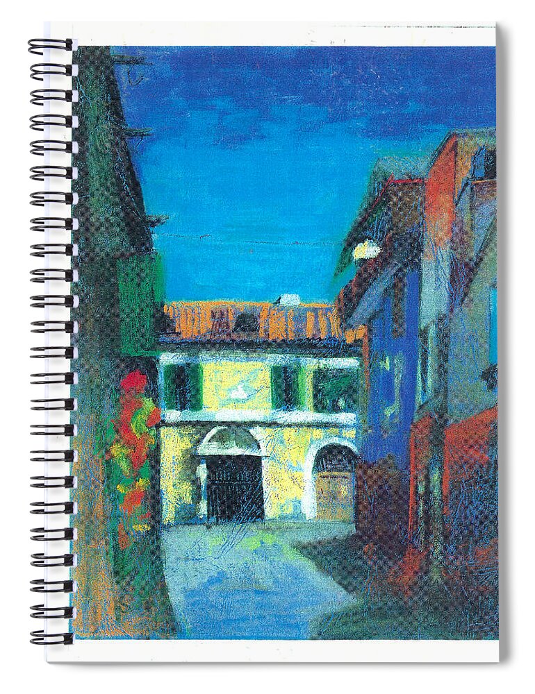 Cervia Spiral Notebook featuring the pastel Edifici by Suzanne Giuriati Cerny