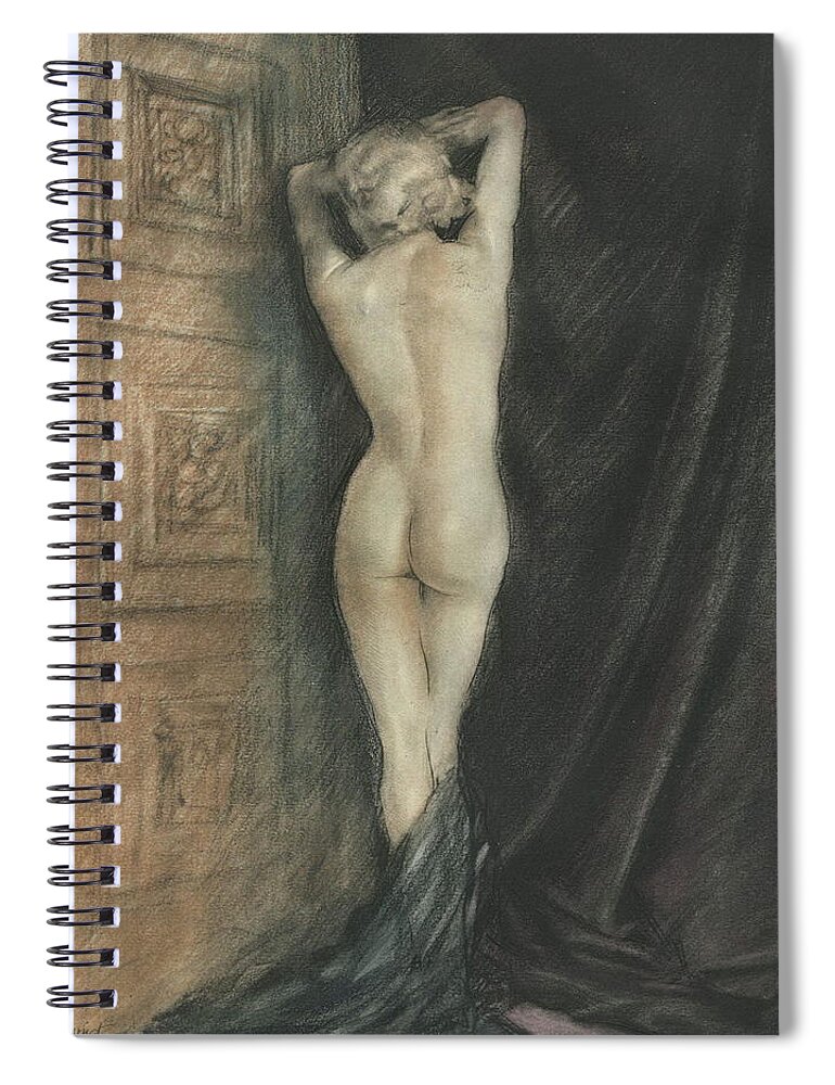 Edouard Chimot Spiral Notebook featuring the photograph Edouard Chimot Nude in Boudoir by Andrea Kollo