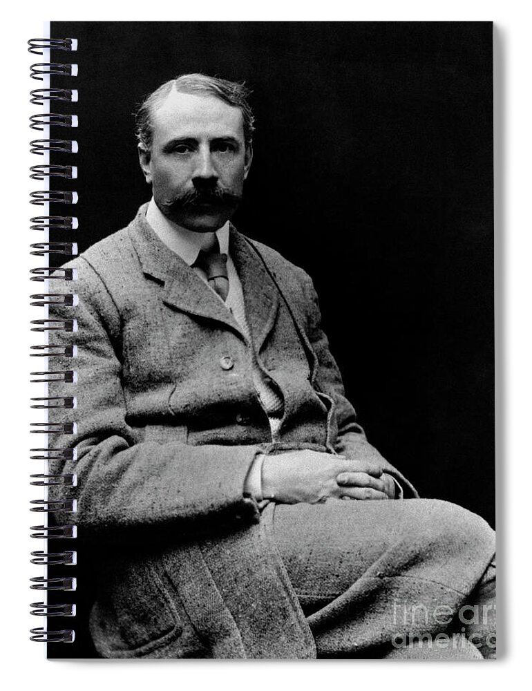 Elgar Spiral Notebook featuring the photograph Edward Elgar, at time of writing Gerontius, English composer by English School
