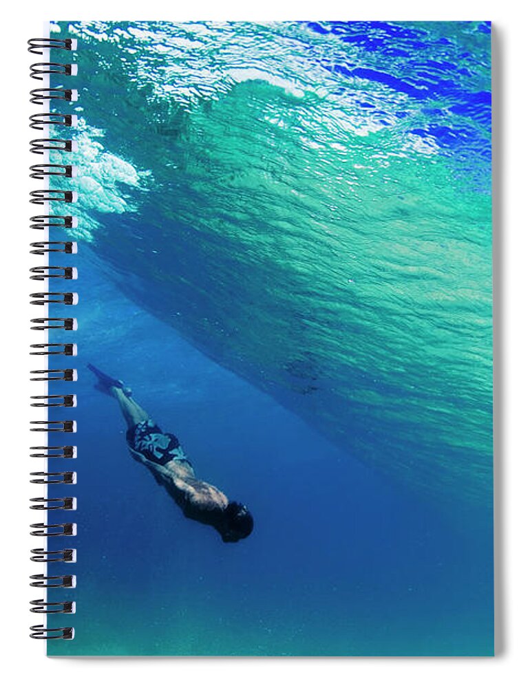 Bodysurf Spiral Notebook featuring the photograph Ehukai Glide by Sean Davey