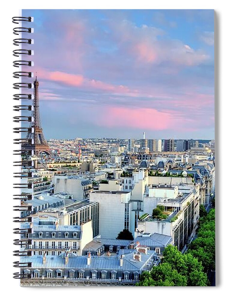 Ile-de-france Spiral Notebook featuring the photograph Eiffel Tower At Sunset by Shaadi Faris